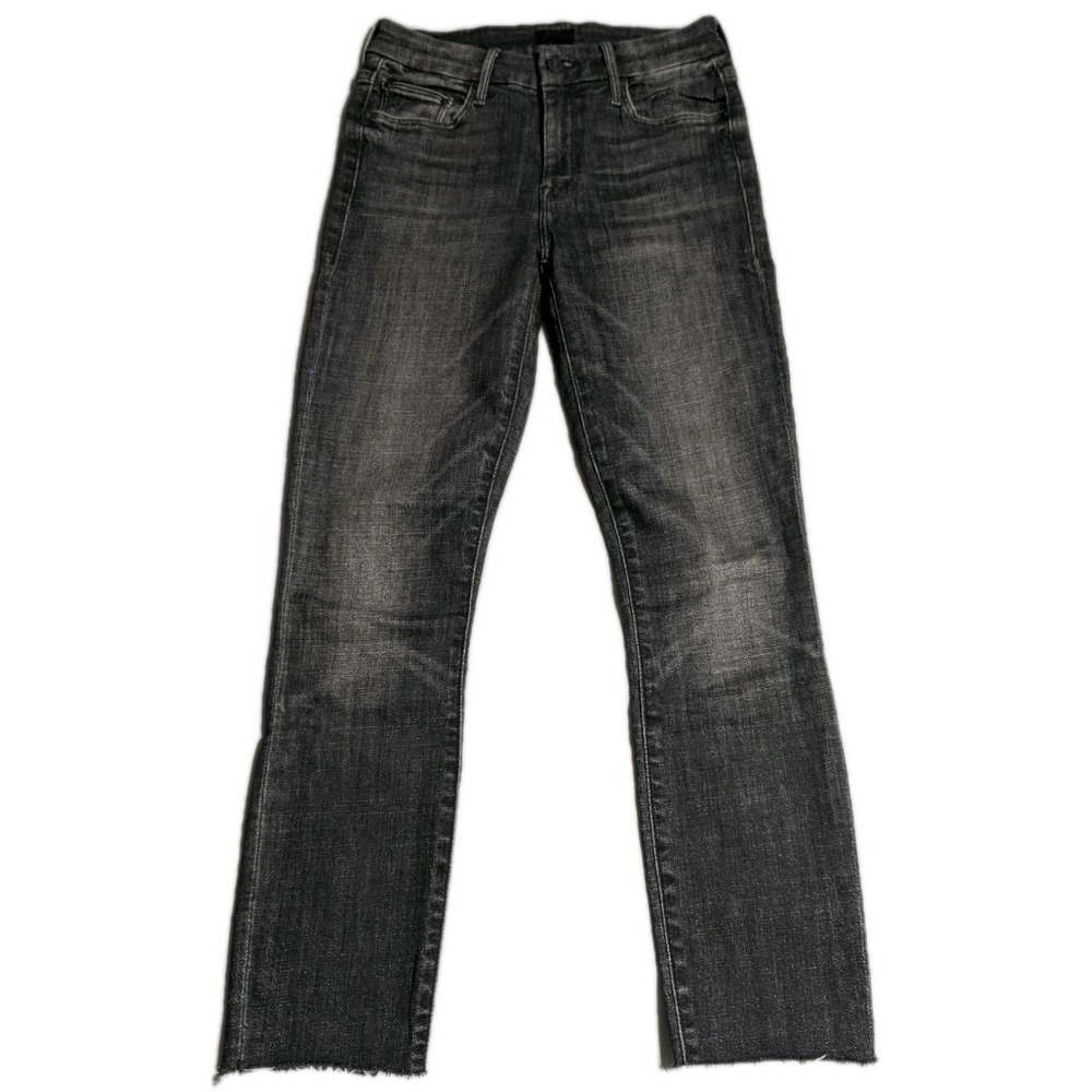MOTHER The Looker Ankle Fray Stargazing‎ Black Gray Wash Skinny Jeans Womens 25